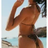 Slip bikini arricciati con stampa leopardata