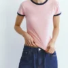 T-shirt a maniche corte a costine T-shirt a maniche corte a costine
