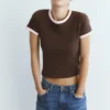 T-shirt a maniche corte a costine T-shirt a maniche corte a costine