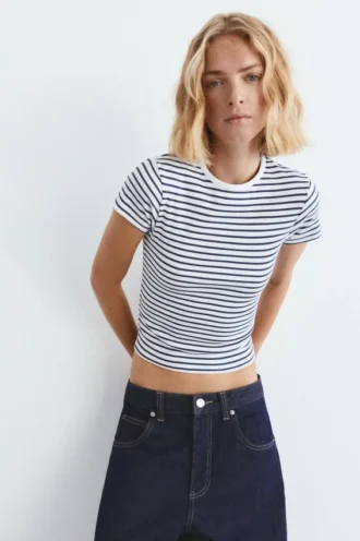 T-shirt a maniche corte a costine