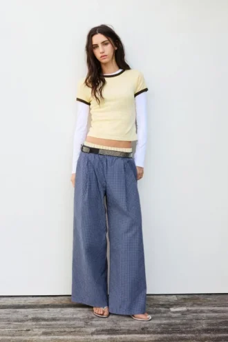 T-shirt a maniche corte a costine
