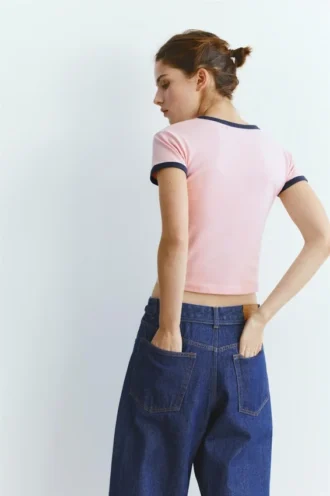 T-shirt a maniche corte a costine