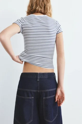 T-shirt a maniche corte a costine