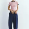 T-shirt a maniche corte a costine T-shirt a maniche corte a costine