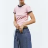 T-shirt a maniche corte a costine T-shirt a maniche corte a costine