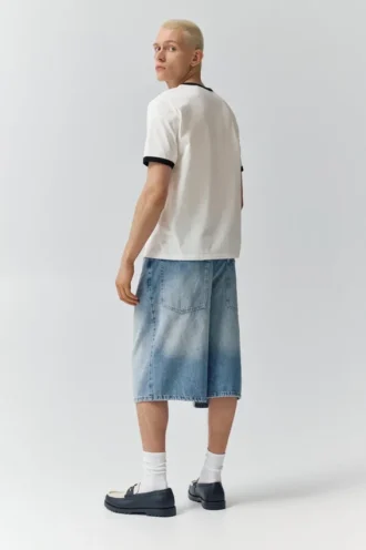 T-shirt a maniche corte con bordo a costine