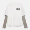 T-shirt a maniche doppie con slogan T-shirt a maniche doppie con slogan