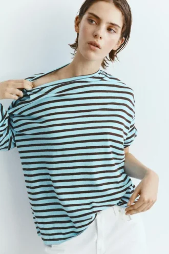 T-shirt a maniche lunghe a righe