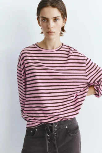 T-shirt a maniche lunghe a righe