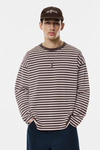 T-shirt a maniche lunghe a righe