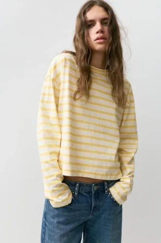 T-shirt a maniche lunghe a righe