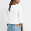 T-shirt a maniche lunghe con collo rotondo a costine T-shirt a maniche lunghe con collo rotondo a costine