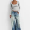 T-shirt a maniche lunghe con collo rotondo a costine T-shirt a maniche lunghe con collo rotondo a costine