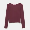 T-shirt a maniche lunghe con collo rotondo a costine T-shirt a maniche lunghe con collo rotondo a costine