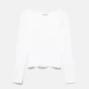 T-shirt a maniche lunghe con collo rotondo a costine T-shirt a maniche lunghe con collo rotondo a costine