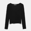 T-shirt a maniche lunghe con collo rotondo a costine T-shirt a maniche lunghe con collo rotondo a costine