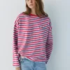 T-shirt a righe con slogan T-shirt a righe con slogan