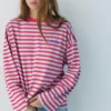 T-shirt a righe con slogan T-shirt a righe con slogan