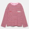 T-shirt a righe con stelle e slogan