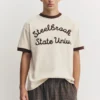 T-shirt con stampa a contrasto e bordi a costine T-shirt con stampa a contrasto e bordi a costine