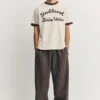 T-shirt con stampa a contrasto e bordi a costine T-shirt con stampa a contrasto e bordi a costine