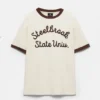 T-shirt con stampa a contrasto e bordi a costine T-shirt con stampa a contrasto e bordi a costine