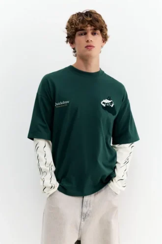 T-shirt con stampa a doppia manica