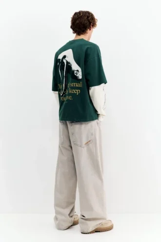 T-shirt con stampa a doppia manica