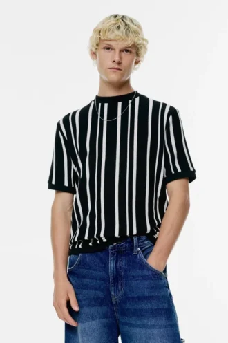T-shirt in maglia a pannelli