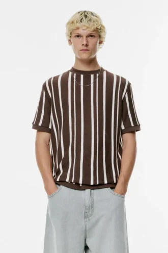 T-shirt in maglia a pannelli