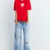 T-shirt rossa con slogan grafico T-shirt rossa con slogan grafico
