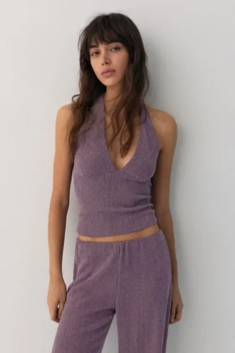Top halter in crêpe