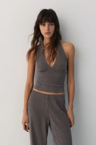 Top halter in crêpe
