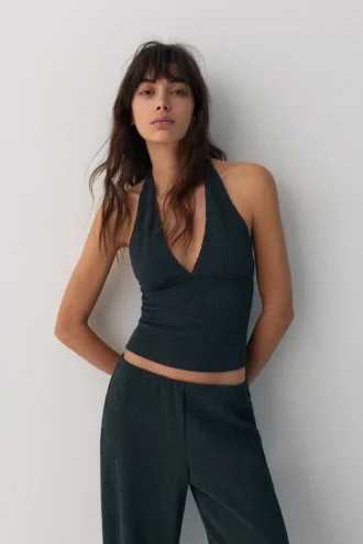 Top halter in crêpe