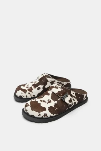 Zoccoli in pelle con stampa mucca STWD Zoccoli in pelle con stampa mucca STWD